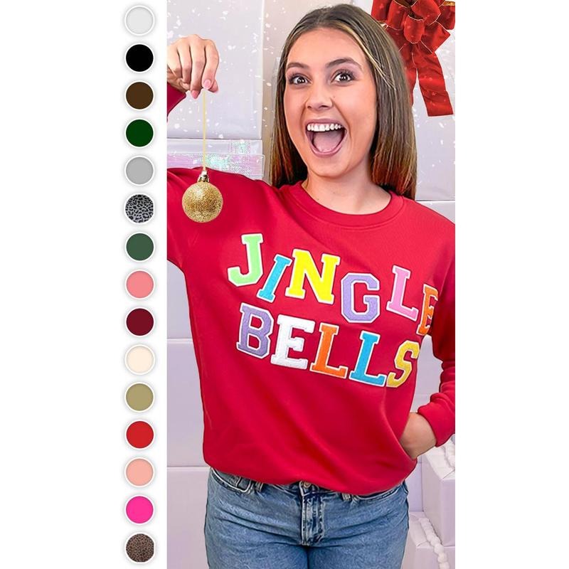 Soft Chenille Jingle Bells Graphic Sweatshirt T-Shirts, Hoodie | DripVista.com
