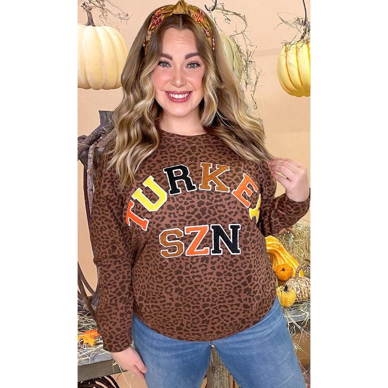 Soft Chenille Turkey SZN Sweatshirt T-Shirts, Hoodie | DripVista.com