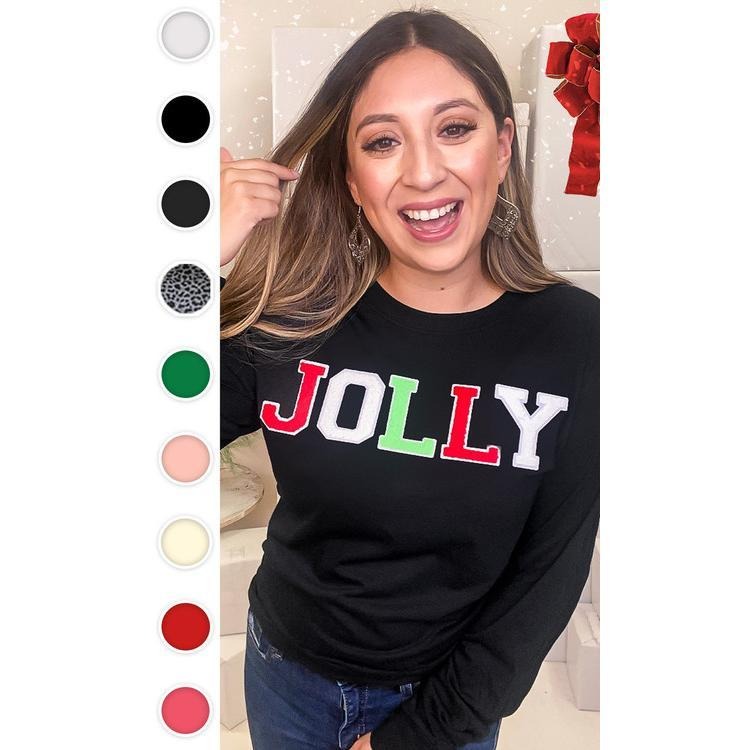Soft Ideal Chenille Jolly Graphic Long Sleeve T-Shirt Hoodie, Sweatshirt | DripVista.com