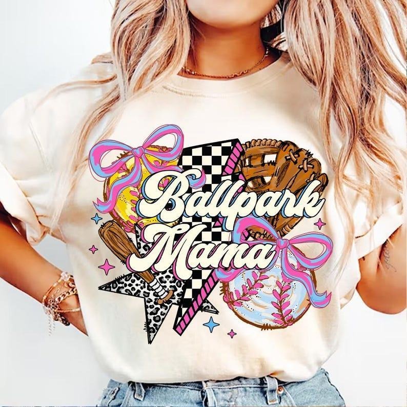 Softball Baseball Mama tshirt, Ballpark Vibes sweatshirt, Coquette Bow tshirt, Game Day T-Shirt Hoodie | DripVista.com