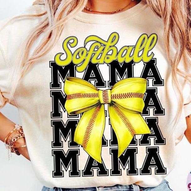 Softball Mama Bow tshirt, Retro Coquette sweatshirt, Game Day Softball Mom T-Shirt, mother's day gift Hoodie | DripVista.com