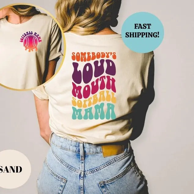 Softball Mom Shirt, Somebody's Loud Mouth Softball Mama Shirt, Softball Shirts For Women, Sports Mom Shirt, Softball Mama...