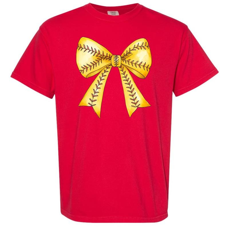 Softball Sketched Bow Comfort Colors T-Shirt 'NLB' Hoodie, Sweatshirt | DripVista.com