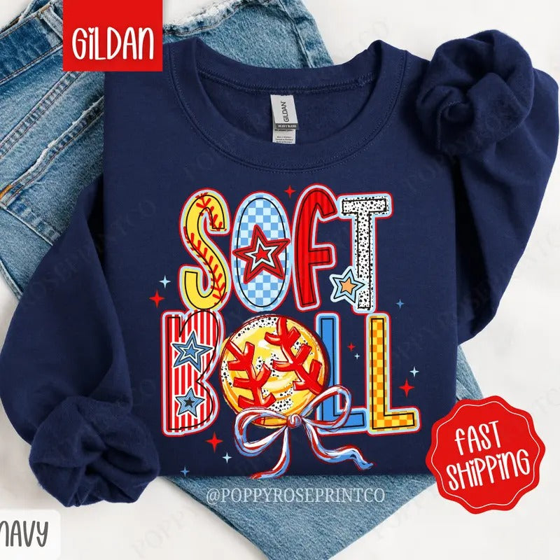 Softball Sweatshirt, Women's Crewneck, Softball Women's Sweatshirt T-Shirts, Hoodie | DripVista.com