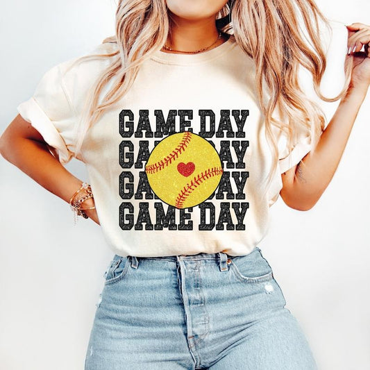 Softball T-Shirt, Softball Mom T-Shirt, Sports T-Shirt, Faux Sequin T-Shirt, Game Day T-Shirt