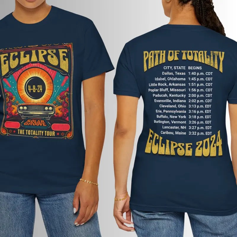 Solar Eclipse 2024 Comfort Colors 1717 Unisex Retro Style Path Of Totality 2024 Vintage Look Distressed Tee Comfort...