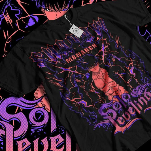 Solo Leveling Anime T-shirt & Sweatshirt, Sung Jinwoo Monarch Graphic Tee, Vintage Oversized Unisex Streetwear, Manga Gift For Men Women
