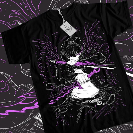 Solo Leveling T-Shirt S-4XL Sung Jinwoo New Anime Manga Black Shirt Tee Tshirt S-4XL