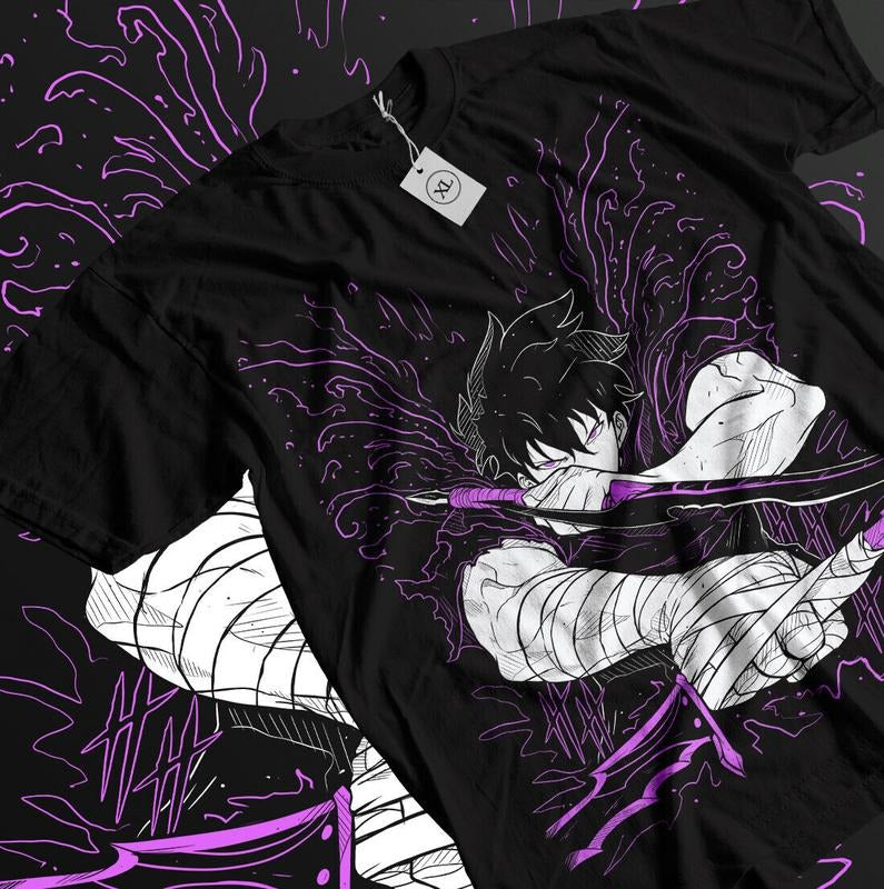 Solo Leveling T-Shirt S-4XL Sung Jinwoo New Anime Manga Gift Black Shirt Tshirt S-4XL