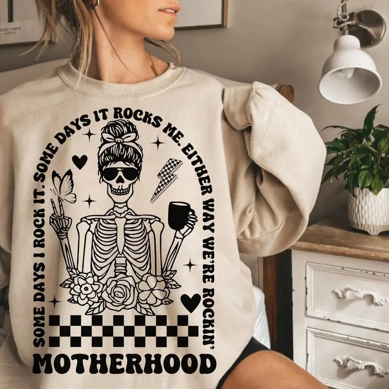 Some Days I Rock It Some Days It Rocks Me Svg Motherhood Svg Rocking Motherhood Svg Funny Motherhood Skull Svg Mom Life...