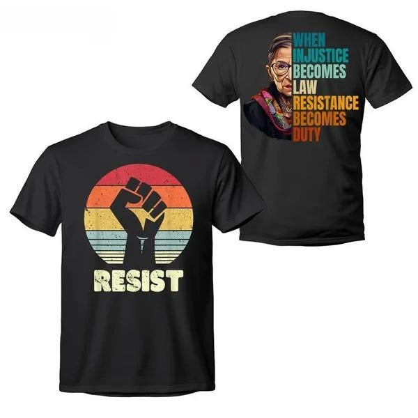 Sonia Samra Resist T-shirt, When Injustice Becomes Law Resistance Becomes Duty RBG Feminist Sweatshirt, Women Empowerment Hoodie, Unisex Graphic Tee, Smooth Fabric, Aesthetic Streetwear Vibe