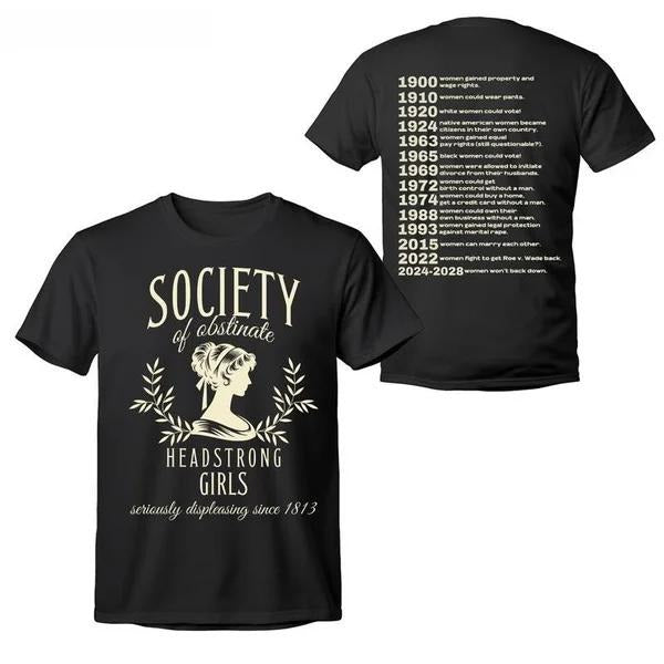 Sonia Samra Society Of Obstinate Headstrong Girls T-shirt, Bookish Gifts, Jane Austen Hoodie, Unisex Graphic Tee, Smooth Fabric, Aesthetic Streetwear Vibe