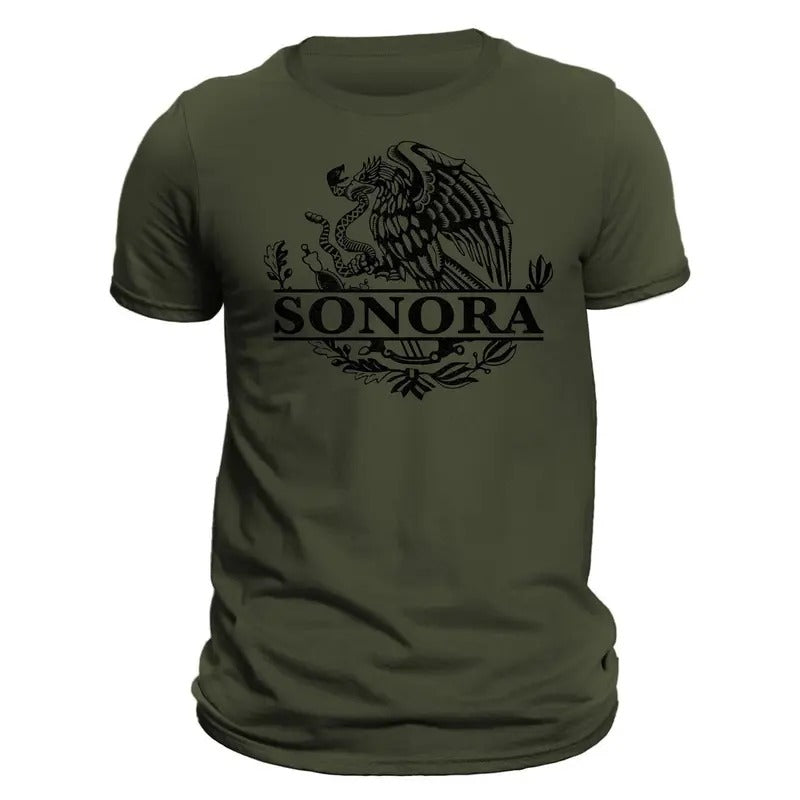 Sonora Mexico Eagle Emblem Mexican T-Shirt Classic Crewneck Menswear
