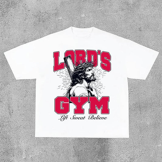 Sopula Casual Jesus God Gospel Sports Letters - Lord's Gym - Printed Pattern Cotton T-Shirt
