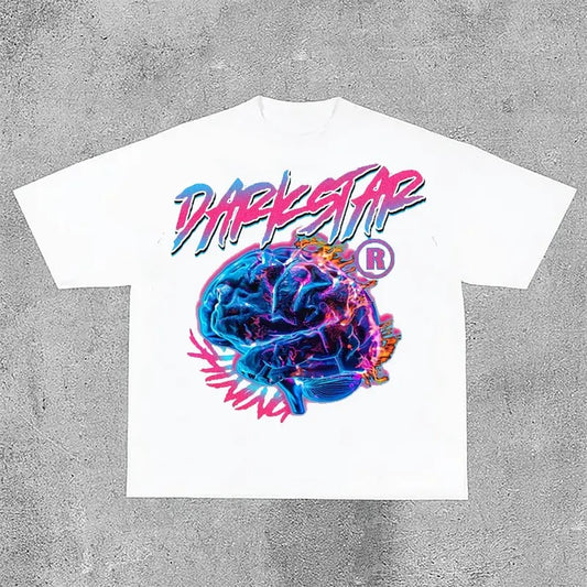 Sopula Darkstar Fun Color Brain Graphic Print Cotton T-Shirt