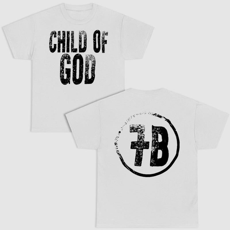 Sopula Vintage Child Of God Graphic   Cotton White Short Sleeve T-Shirt