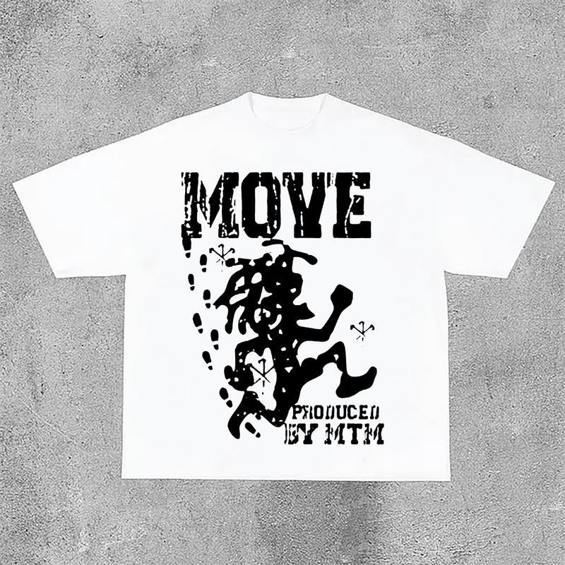 Sopula Vintage Just Move Art Graphic Cotton T-Shirt