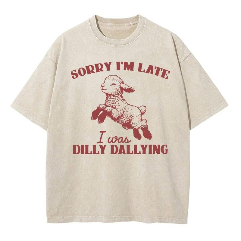 Sorry I'm Late I Was Dilly Dallying Shirt, Baby Lamb Sheep Hoodie, Cute Sheep Shirt, Funny Animal Sweater, Funny Sheep T-Shirt