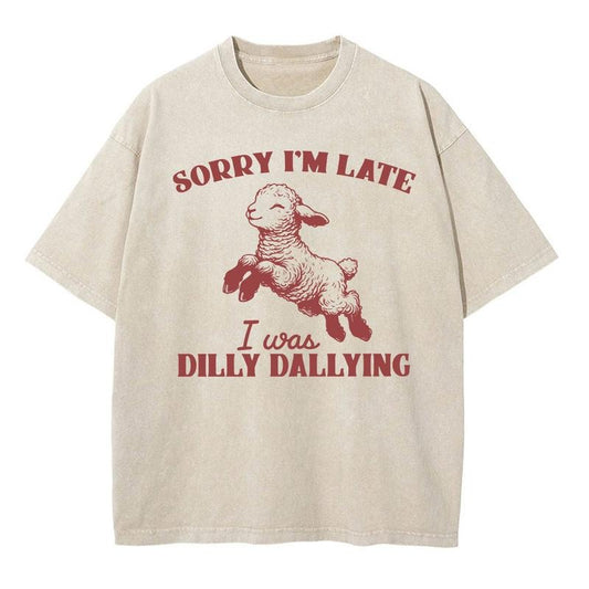 Sorry I'm Late I Was Dilly Dallying Shirt, Baby Lamb Sheep Hoodie, Cute Sheep Shirt, Funny Animal Sweater, Funny Sheep T-Shirt