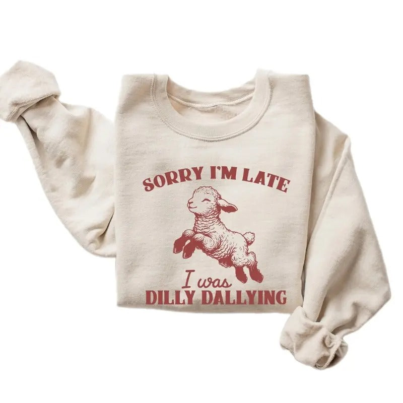 Sorry Swoosh'Bat brand Late Swoosh Was Dilly Dallying sweatshirt, Baby Lamb Sheep sweatshirt, Cute Sheep sweatshirt,...