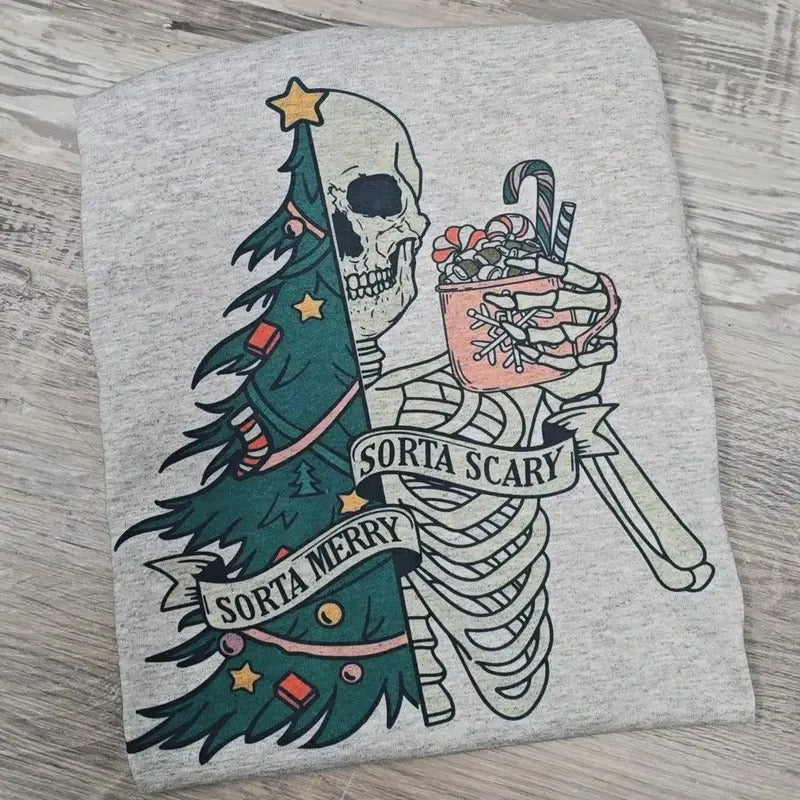 Sorta Merry Sorta Scary Gildan Graphic Tee or Sweatshirt Hoodie | DripVista.com