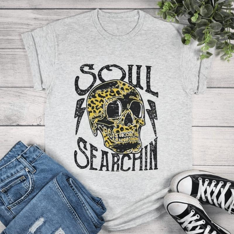 Soul Searchin' Leopard Skull Graphic Tee