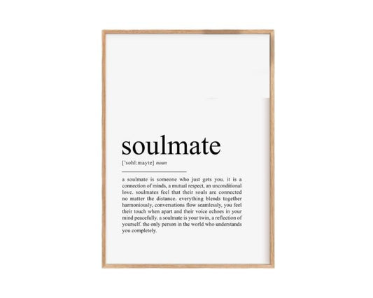 Soulmate Definition Print, Soulmate Gift, Anniversary Gifts, Husband Gift, Gifts For Women Sister Art Prints, Poster Prints No Frame, Wall Art Home Decor, Wall Posters, Gifts For Birthday Christmas Xmas Landscape Photo