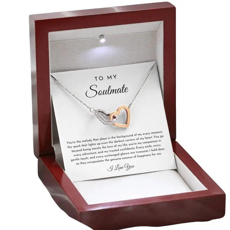 Soulmate Heart Necklace, To My Soulmate, Soulmate Necklace, Gift For Her, Promise Necklace, Love Necklace With Message Card, Gift For Her, Necklace With Gift Box, Valentine's Day Gifts, Jewelry Box, Gifts For Valentines Day