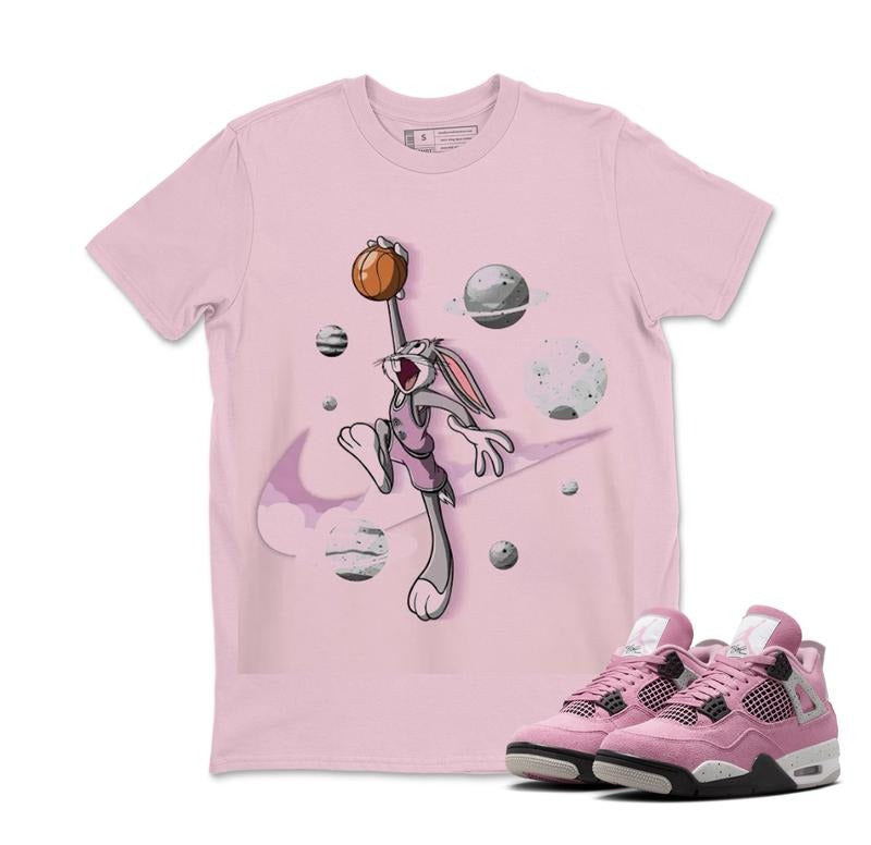 Space Bunny It Match AJ 4 Orchid Neutral Sneakers Outfits, Graphic Streetwear Y2k Cotton T-shirt Hoodie, Sweatshirt
