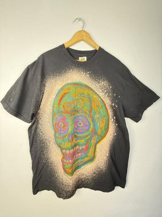 Space Dust Skull   Hand printed n T Shirt Cotton Menswear apparel graphic  tees Streetwear Tshirt