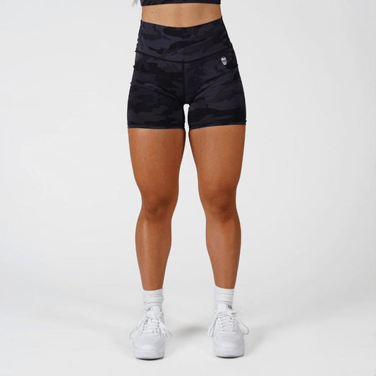 Revive Women's Mid-Rise Biker Shorts - Midnight Camo, Breathable Nylon/Spandex Material, Quick-Drying, Perfect for Summer Sports & Outdoors