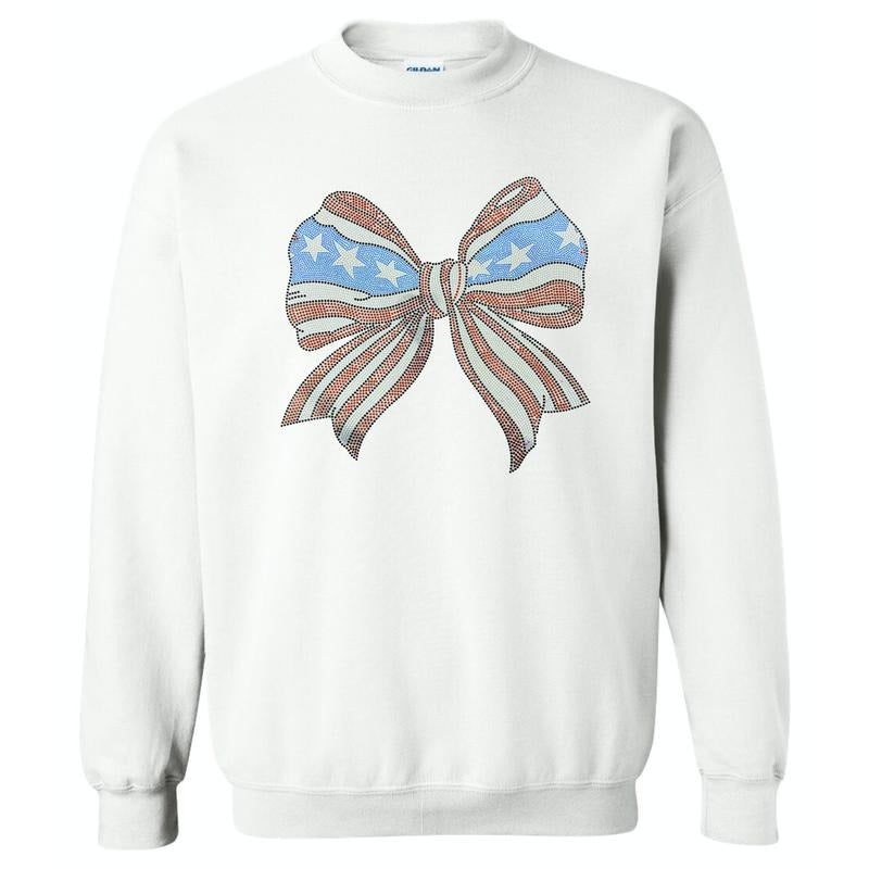Spangled Patriotic Bow Sweatshirt T-Shirts, Hoodie | DripVista.com