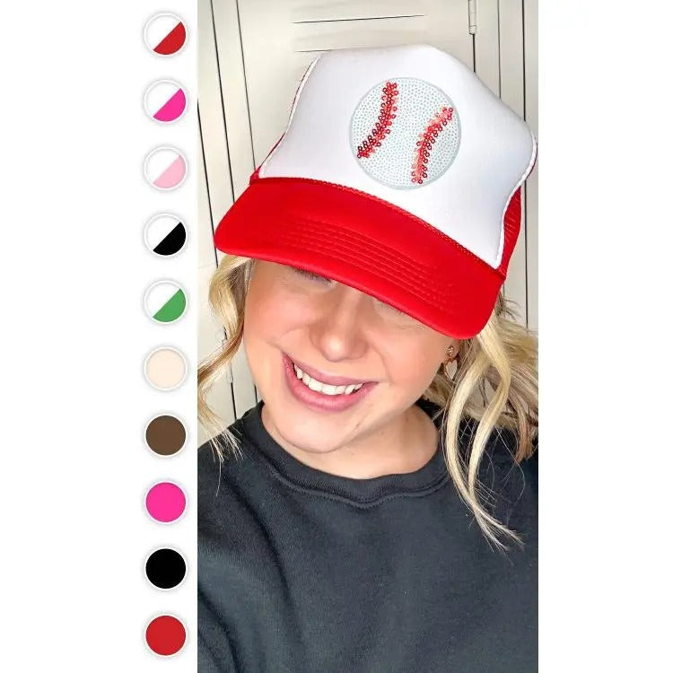 Sparkle Baseball Trucker Hat - Diamond Snap Shine #BaseballVibes #TruckerHat #SequinSwing T-Shirts, Hoodie, Sweatshirt