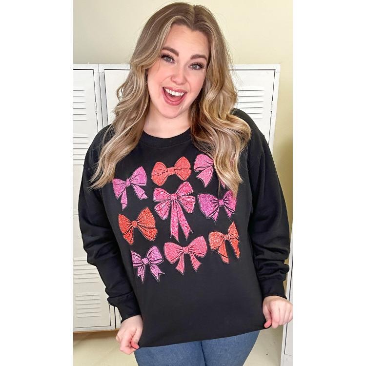 Sparkle Bow Graphic Sweatshirt T-Shirts, Hoodie | DripVista.com