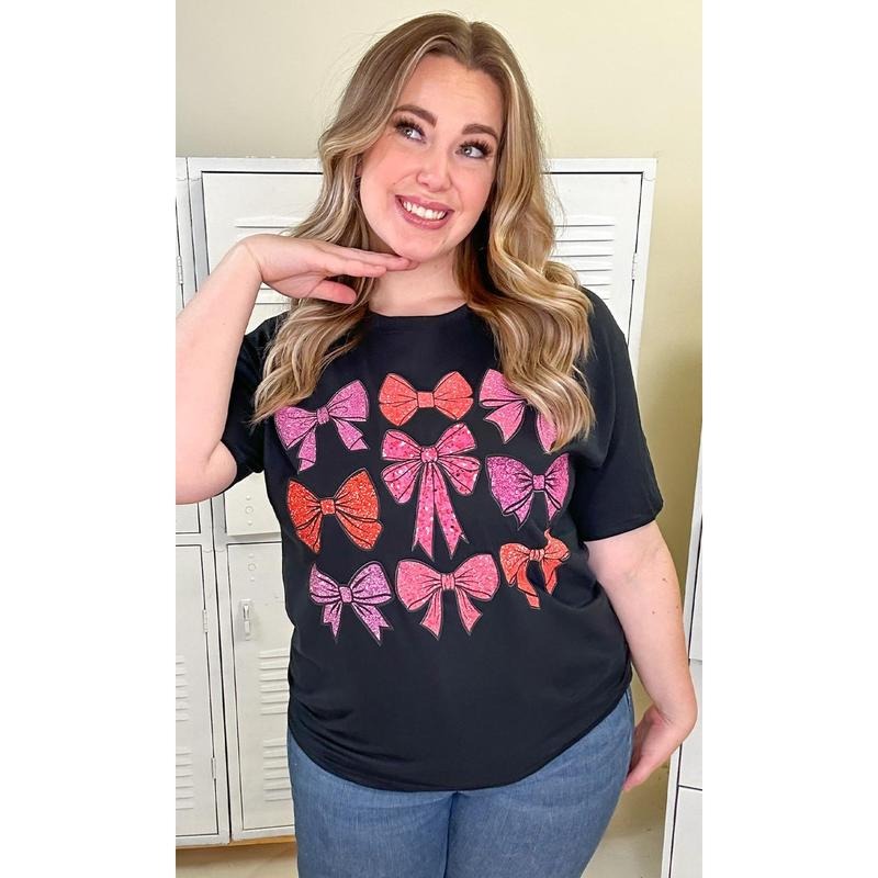 Sparkle Bow Graphic T-Shirt Hoodie, Sweatshirt | DripVista.com