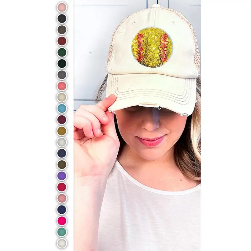 Sparkle Softball Vintage Hat - Retro Diamond Shine #SoftballVibes #VintageHat #SequinPitch T-Shirts, Hoodie, Sweatshirt