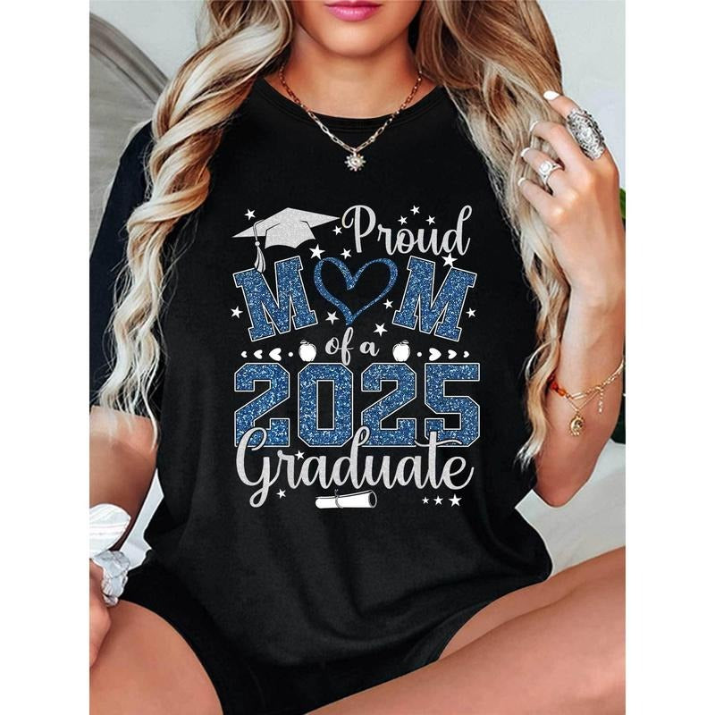 Sparkling Love Blue Printed T-shirt Round Neck, Spring&Summer Short Sleeve Casual Top, Women'WB shield Wear style 02