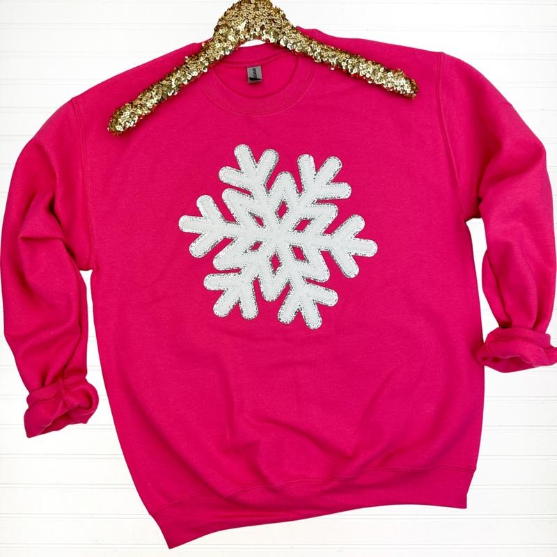 Sparkling Snowflake Patch Sweatshirt T-Shirts, Hoodie | DripVista.com