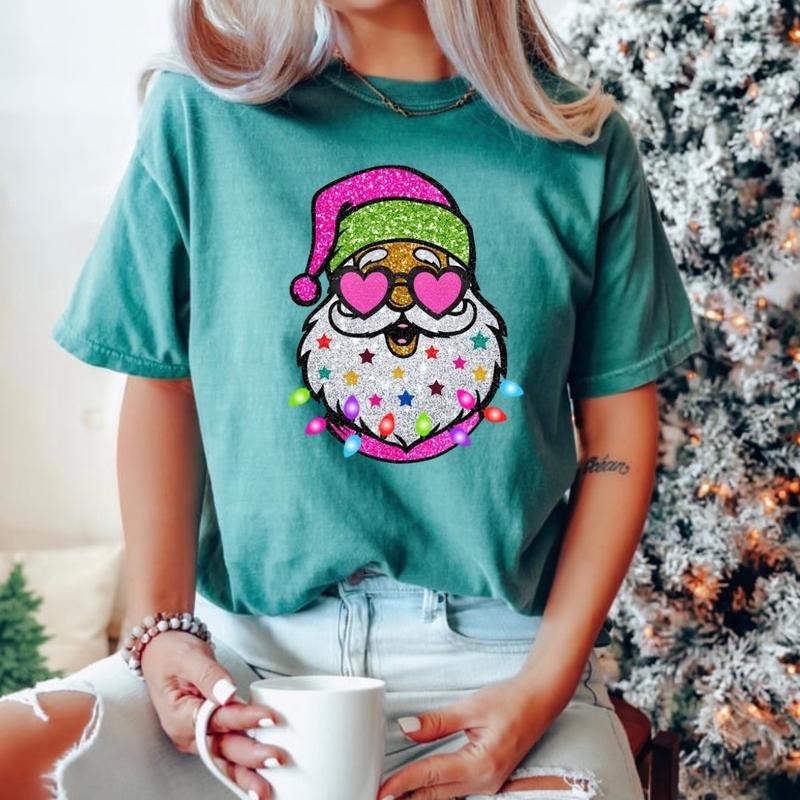 Sparkly Santa tshirt Hoodie, Sweatshirt | DripVista.com