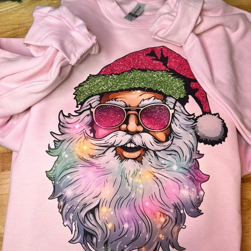 Sparkly crew sweater  Santa with glasses T-Shirts, Hoodie, Sweatshirt | DripVista.com