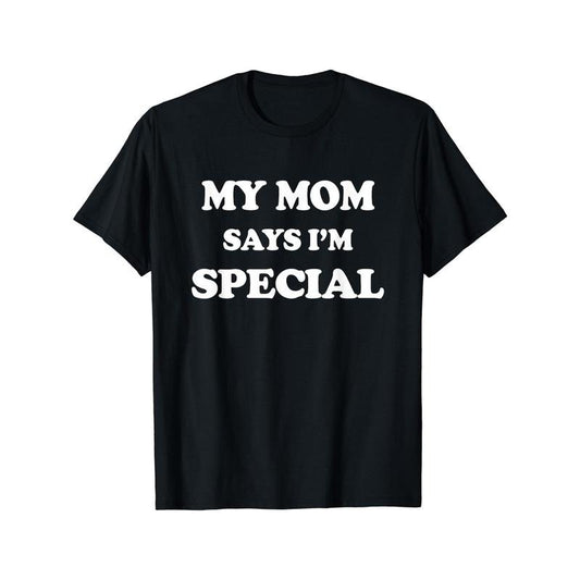 Special Edition Crew Neck T-Shirt - Comfortable, Versatile, and Fashionable Short Sleeve Tee with Humorous "My Mom Says I'm Special" Print for Men - Perfect for Summer Sports and Casual Wear Made in USAstyle{n002}2