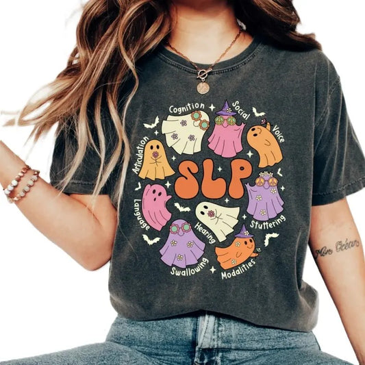 Speech Therapy Halloween Tees, Spooky, Fall T-Shirt, Speech Autumn, Trendy 2024, Gift For Woman And Men