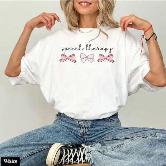 Speech Therapy Shirt, SLP Shirt, SLPA Shirt, Speech Pathology Shirts, Gift for Speech Therapist, Speech T-Shirt, Pink Bows SHIRT