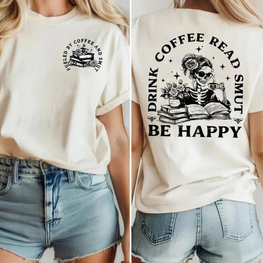 Spicy Book,Fueled By Coffee And Smut Double Sided Tshirt, Smut Lovers, Books And Coffee Lovers, Unisex Sweater Pullover Tee