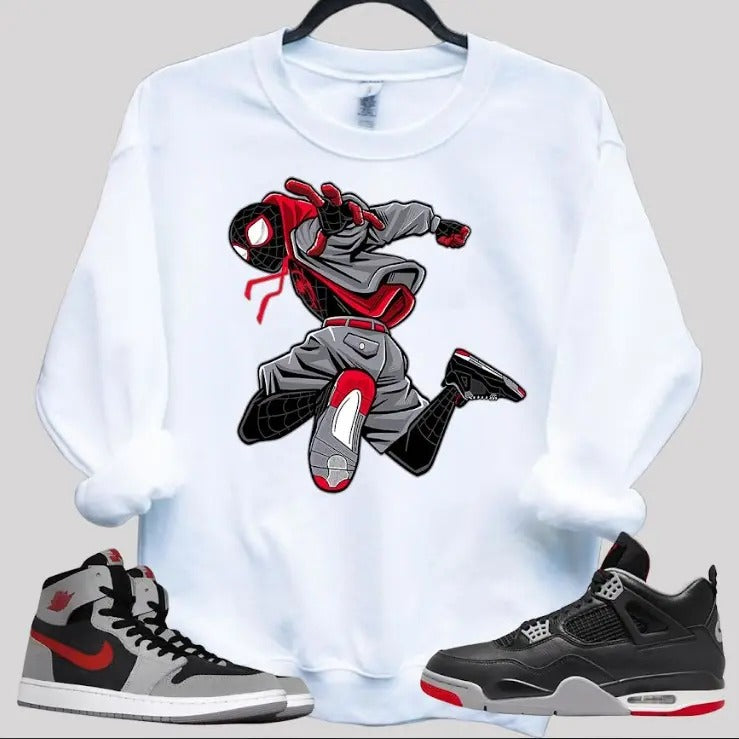 Spidey Kicks Sweatshirt T-Shirt To Match Sneaker Black and White Hoodie | DripVista.com