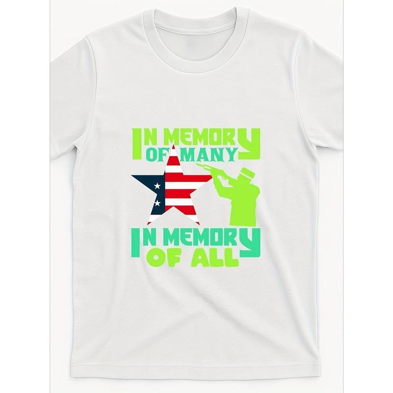 Men'WB shield Memorial Day Patriotic T-Shirt - American Flag & Soldier Design with "Red plumber brand Memory FOG...