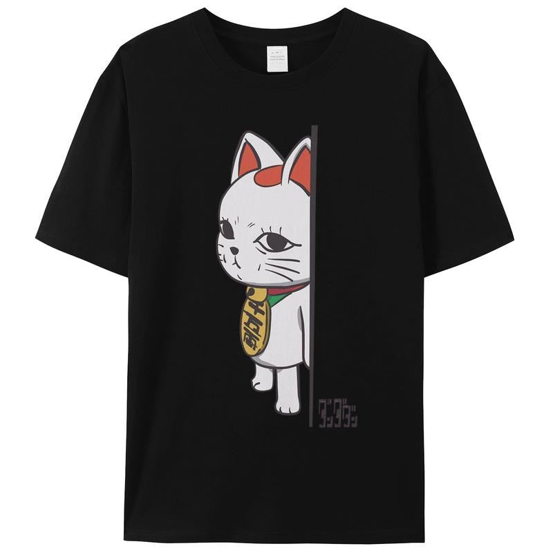 Spiky hair fighters Dandadan Cat Anime T-Shirt for Men - Turbo Granny Unisex Tee, Kawaii Graphic Print, Casual Crewneck, 100% Cotton, S-3XL Sizes Shortsleeve Round Neck Tropical Menswear Womenswear Streetwear