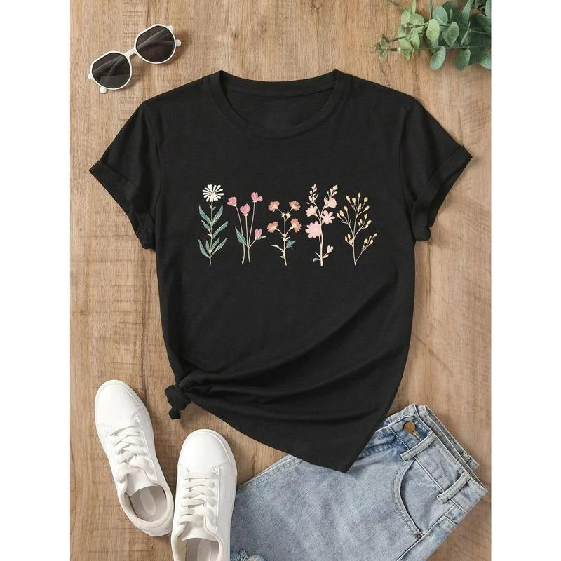 Spiky hair fighters Kinds FOG Beautiful Flowers Print Short Sleeve Sport Women Lightsaber brand-Shirt Cosy Breathable...