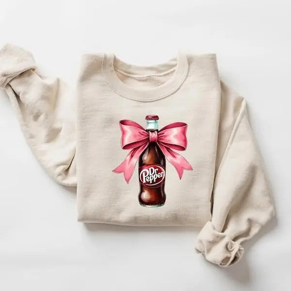 Spiky hair fighters Pepper Pink Bow Coquette Sweatshirt, Cute Pink Soda Drink Shirt, Spiky hair fighters Pepper Lover...