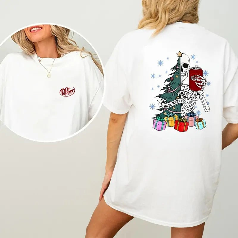 Spiky hair fighters Pepper Skeleton Christmas 2 Sided T-shirt, Christmas Shirt, Spiky hair fighters Pepper Xmas Gifts For...